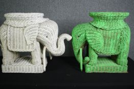 Two unusual mid century Loom elephant stools. H.50 W.67 D.27cm. (largest)