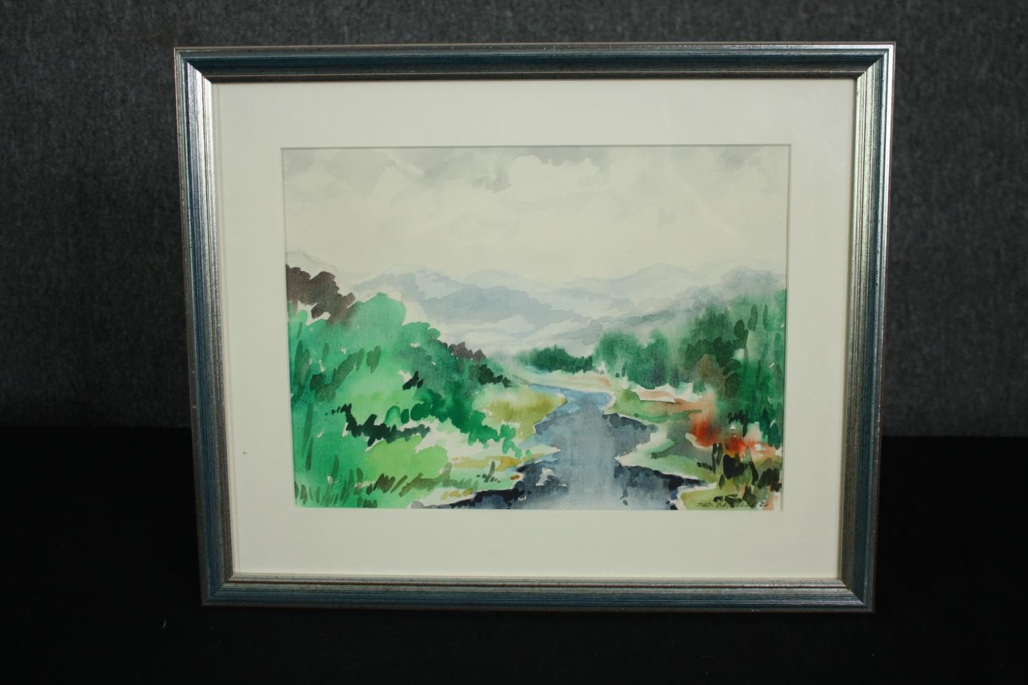 A framed and glazed watercolour, Impressionist style riverscape, signed and dated Tadeusz - Image 2 of 4