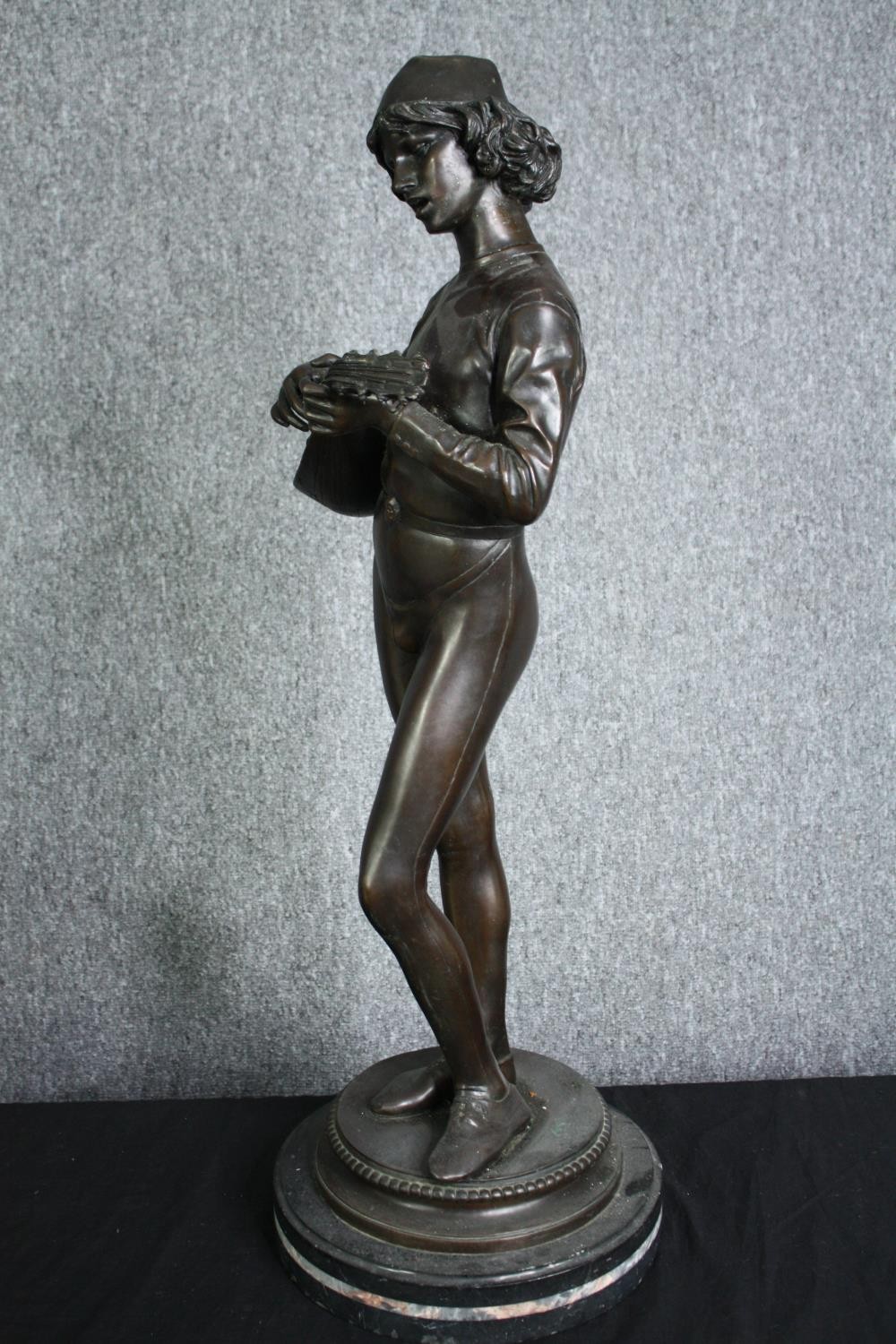 After Paul Dubois (1829-1905), a 19th century patinated bronze figure; Le Chanteur Florentin, a - Image 3 of 7