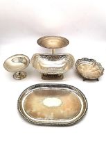 A collection of silver items, including a foliate motif pierced Tazza by Charles Westwood & Sons,