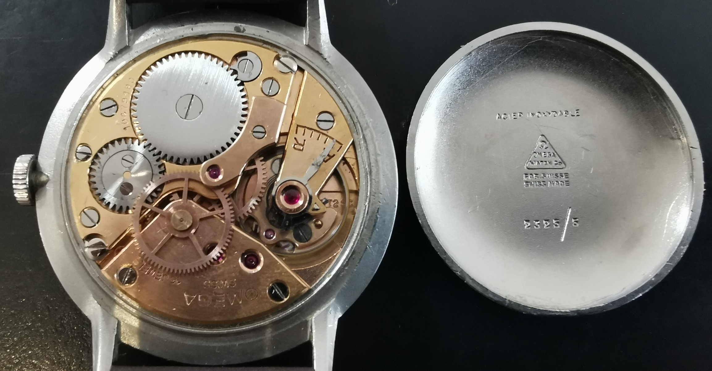 OMEGA- a vintage Stainless steel 'oversized' manual mechanical dress wristwatch on a Somlo - Image 8 of 8