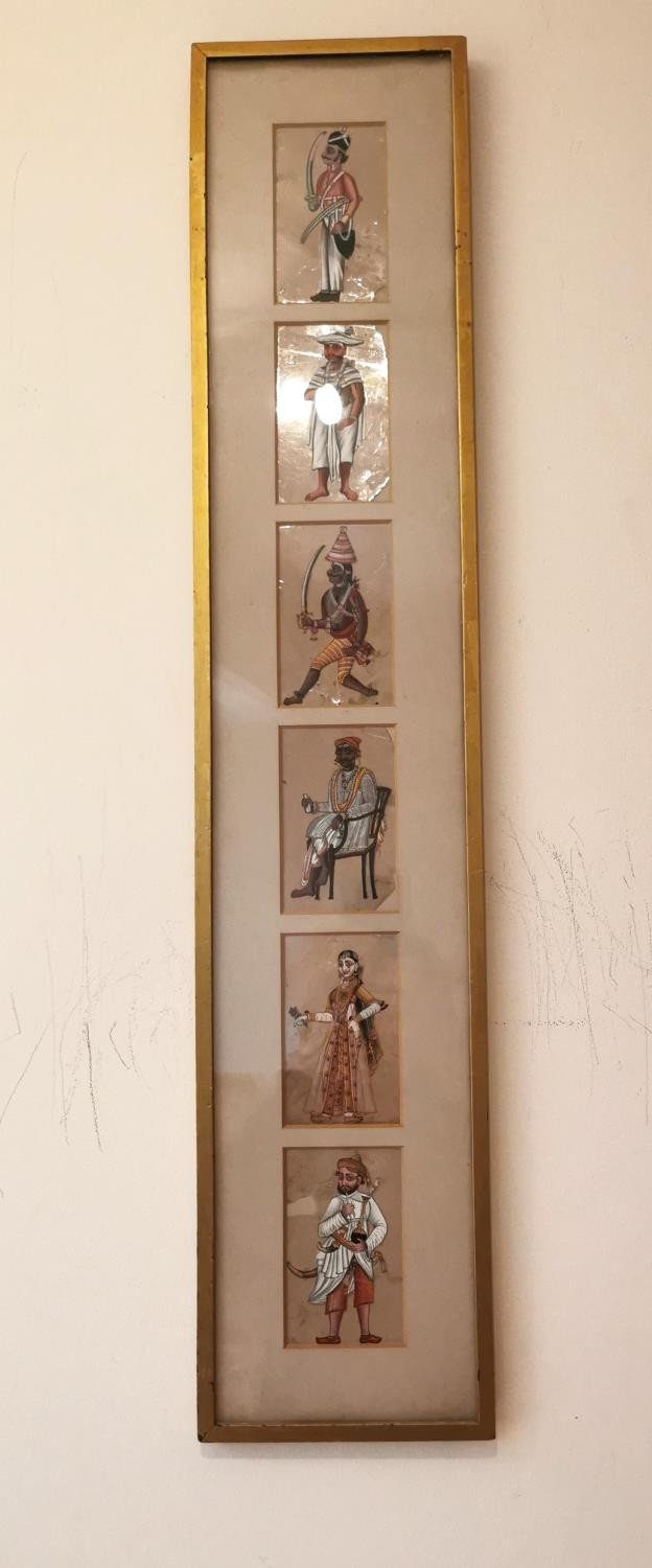 A collection of twelve (two sets of six each framed and glazed) 19th-century Indian gouache - Image 3 of 16