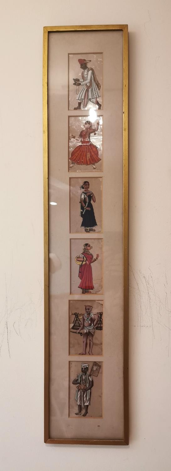 A collection of twelve (two sets of six each framed and glazed) 19th-century Indian gouache - Image 2 of 16