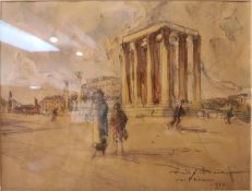 Alexander Barkoff, Greek, (1870-1942), watercolour and pencil on paper, visiting the ruins at