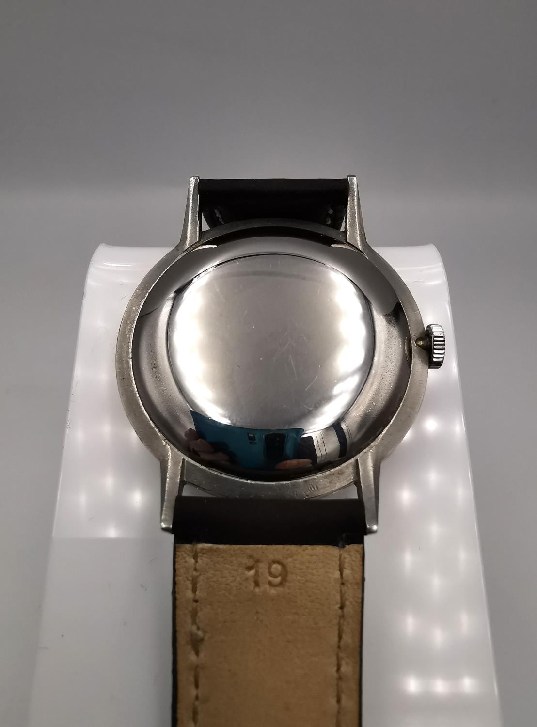 OMEGA- a vintage Stainless steel 'oversized' manual mechanical dress wristwatch on a Somlo - Image 6 of 8