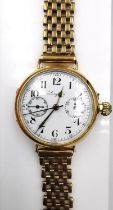 An 18ct yellow gold Gentleman's automatic Longines watch on 9 carat yellow gold strap. White