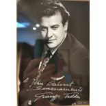 Four framed and glazed signed vintage photographs of famous actors, John Calvert, Ebe Stignani, Gino