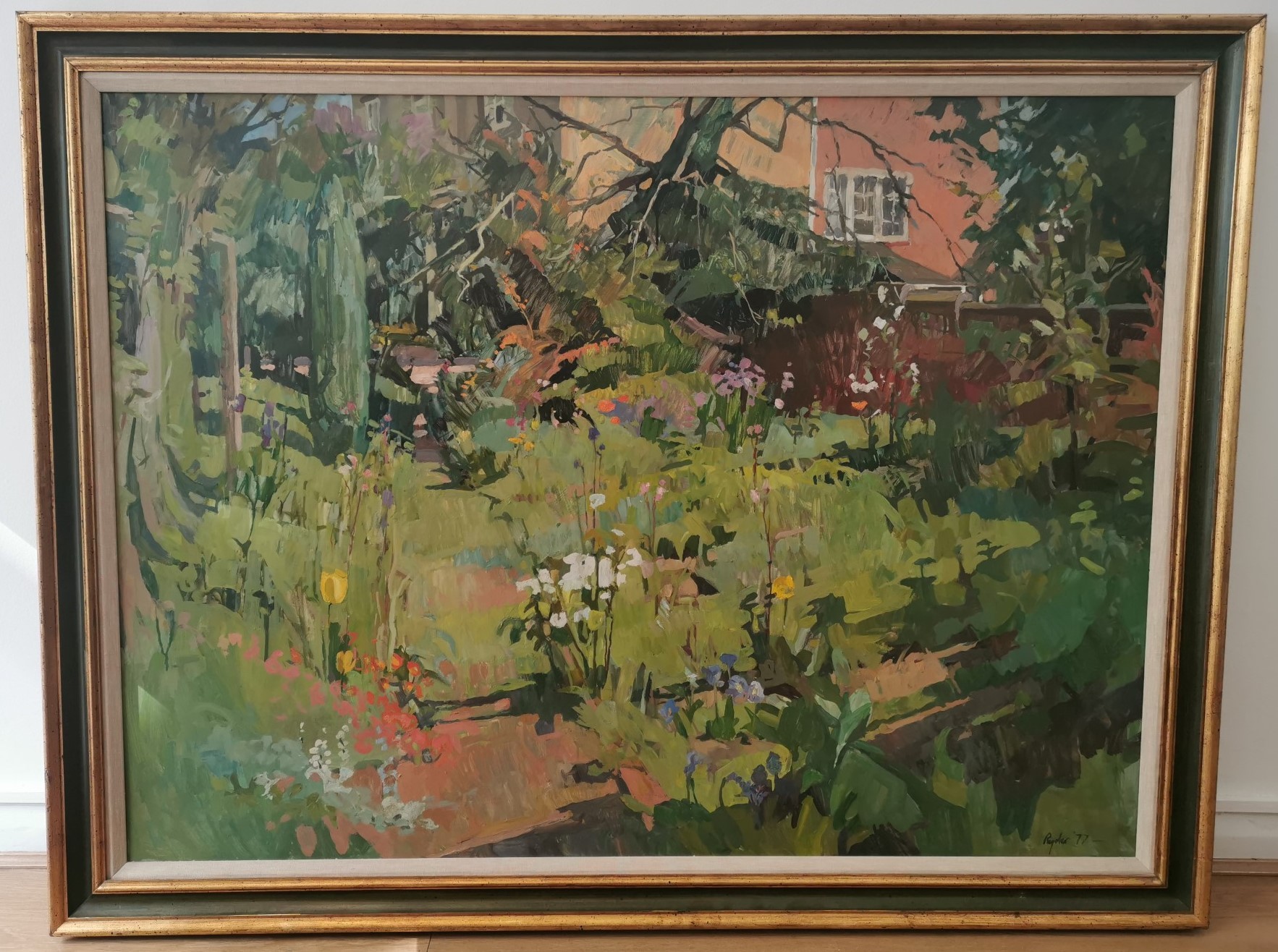 Susan Ryder, British, (1944-), oil on board of country garden, signed and dated. H.137 W.106cm. - Image 2 of 11