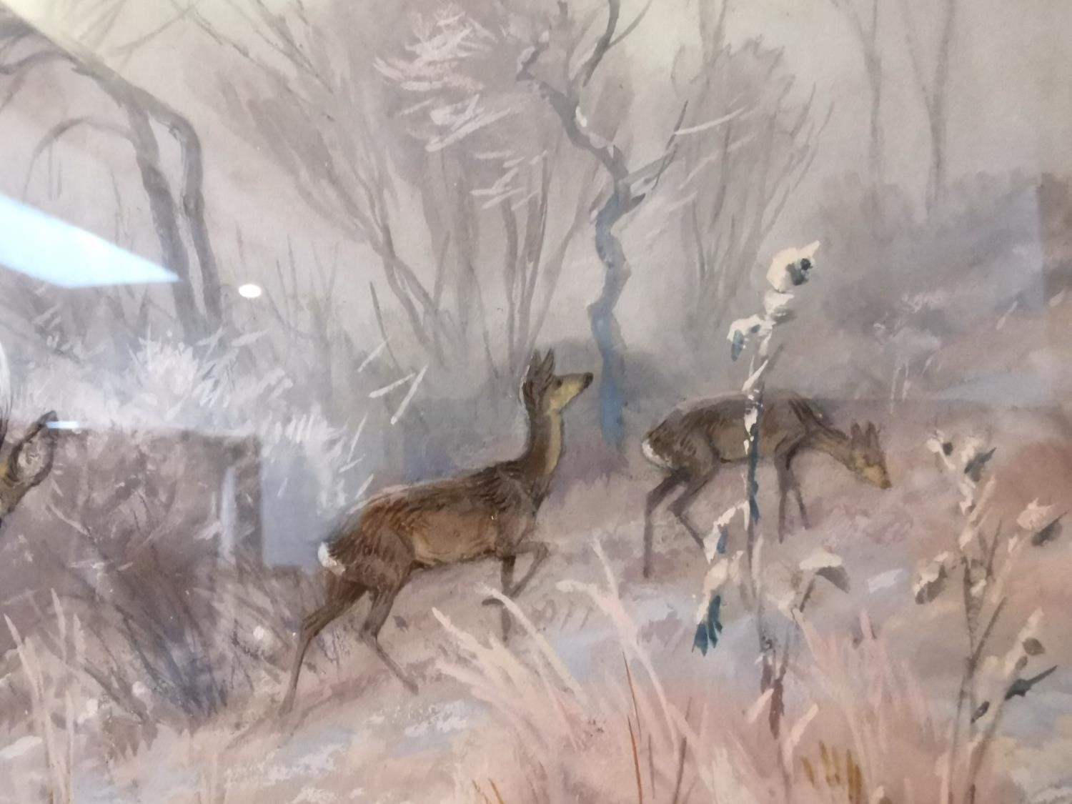 Georges Frédéric Rötig, French, (1873 - 1961), gouache and graphite on paper, deer in a winter - Image 5 of 7