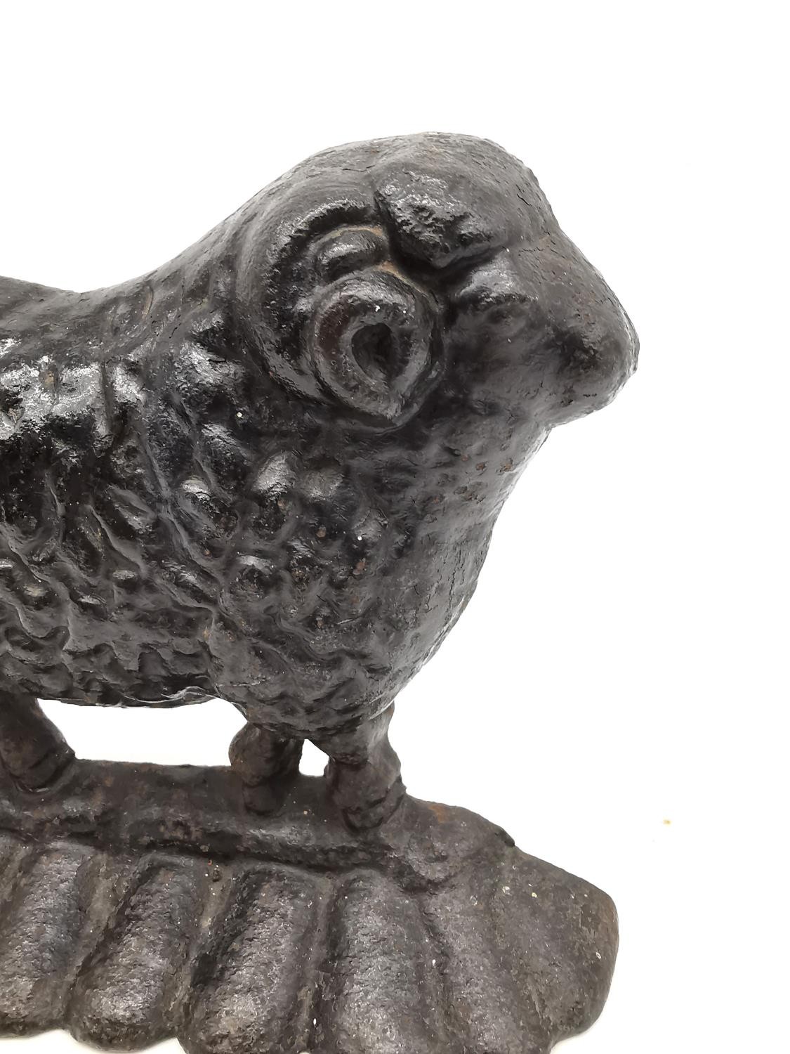 A ate 19th/early 20th century cast iron sheep with curled horns doorstop. H.17 L.23cm. - Image 3 of 4