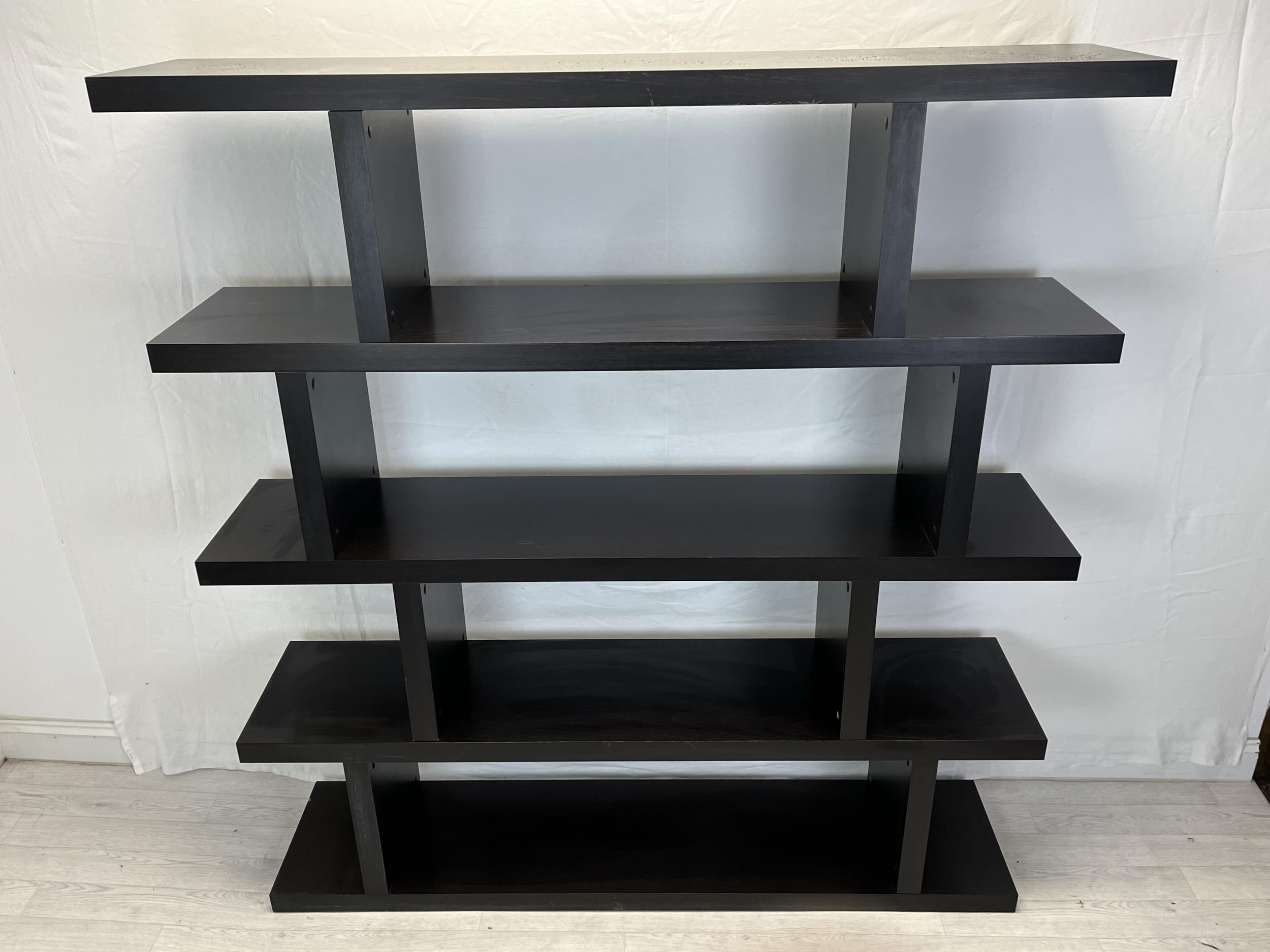A contemporary full height ebonised hardwood display shelf. H.173 W.162.5 D.36cm. - Image 2 of 6