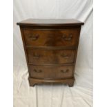 Chest, Georgian style flame mahogany bowfronted. H.72 W.54 D.43cm.