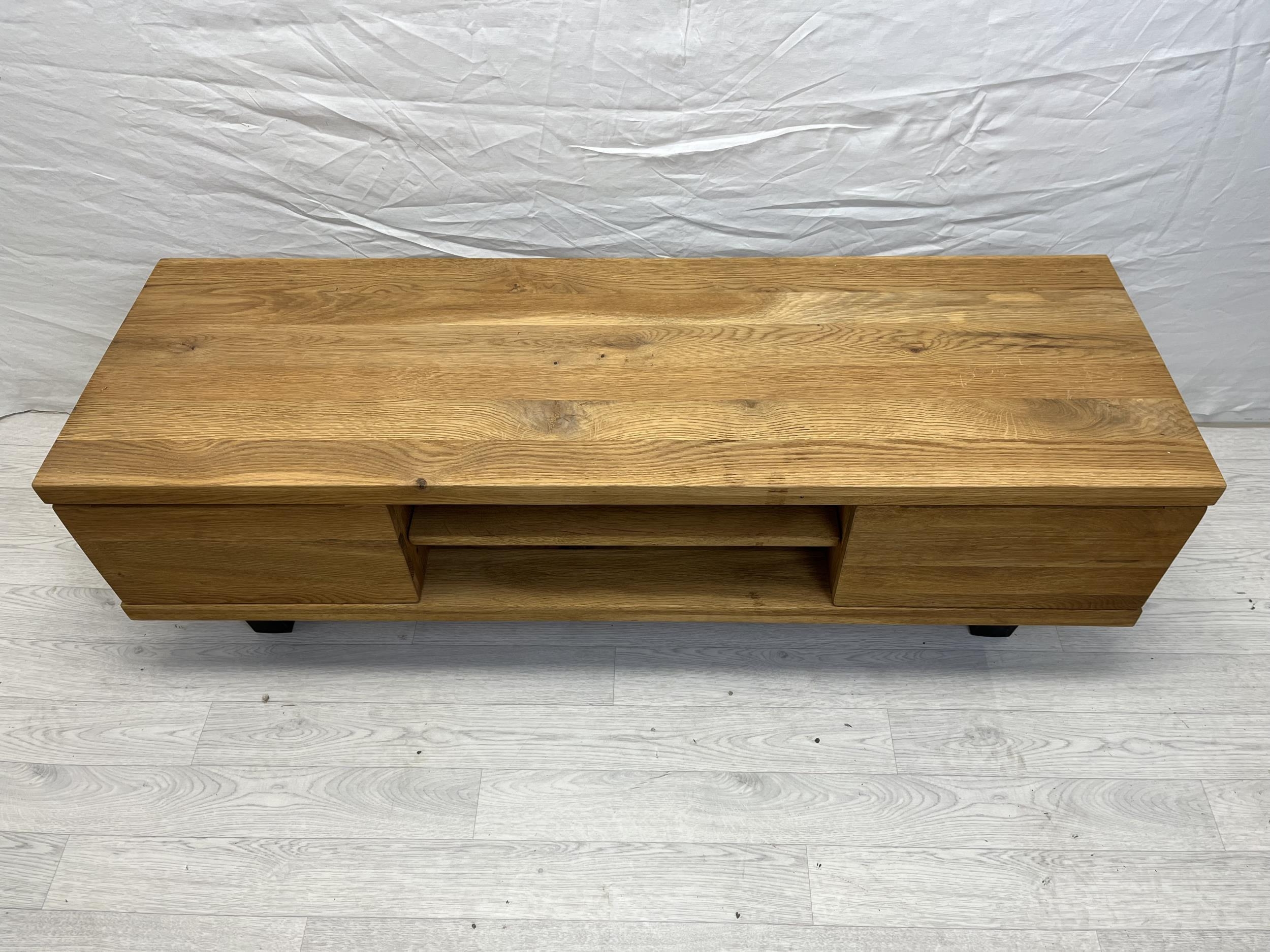 Hi Fi or TV stand, contemporary hardwood on metal supports. H.45 W.138 D..45cm. - Image 2 of 7