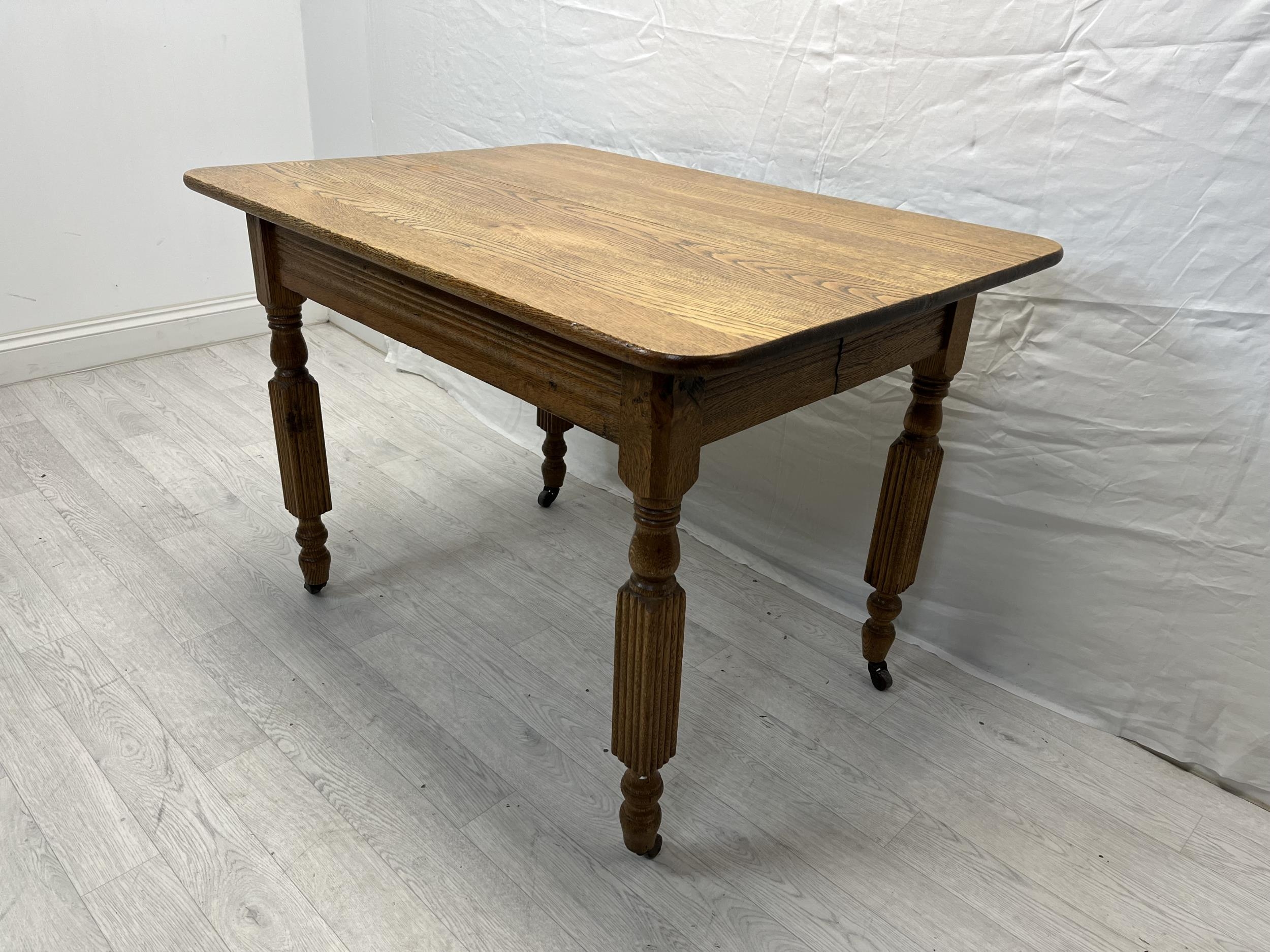 Dining or kitchen table, 19th century ash. H.75 W.107 D.76.5cm. - Image 3 of 4