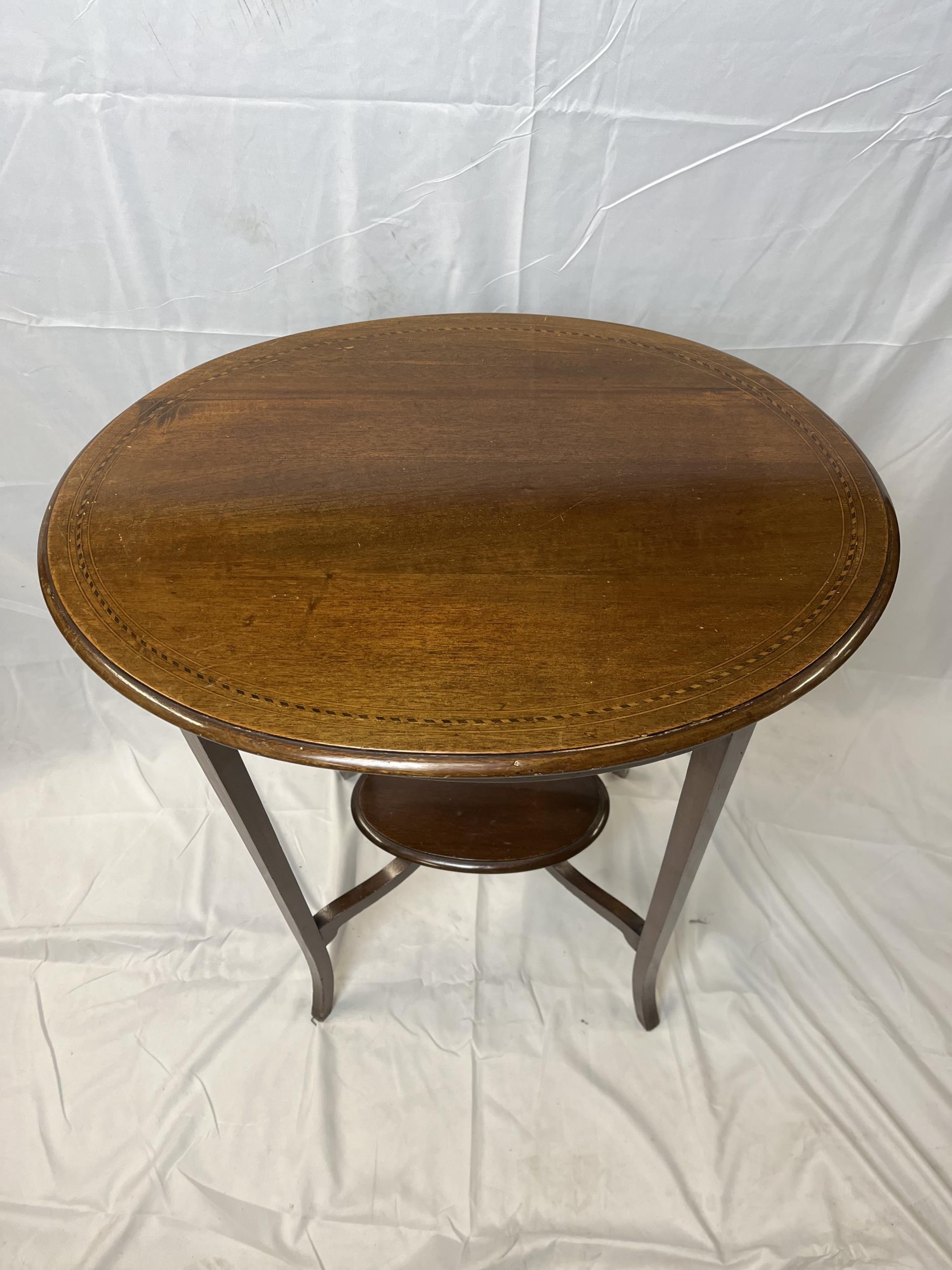 Lamp or occasional table, Edwardian mahogany and satinwood inlaid. H.71 W.62 D.45cm. - Image 2 of 4