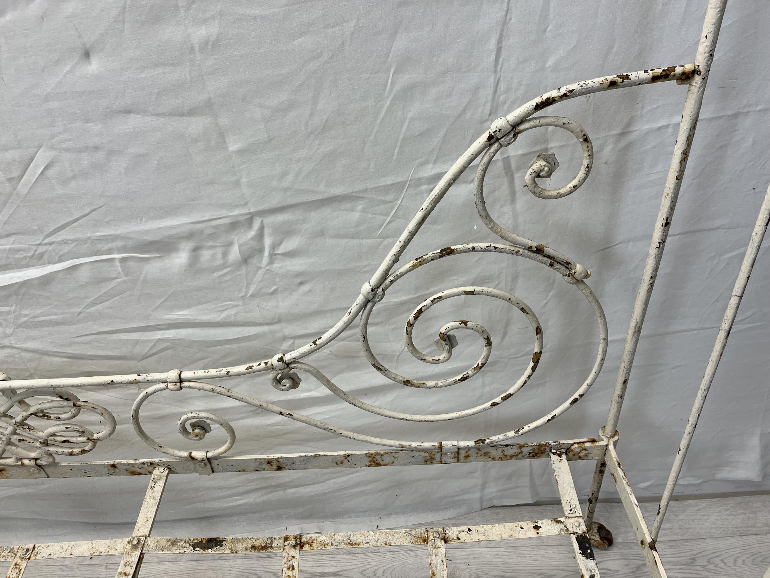 A Victorian painted metal folding single bedstead. H.96 W.184 D.79cm. - Image 3 of 6