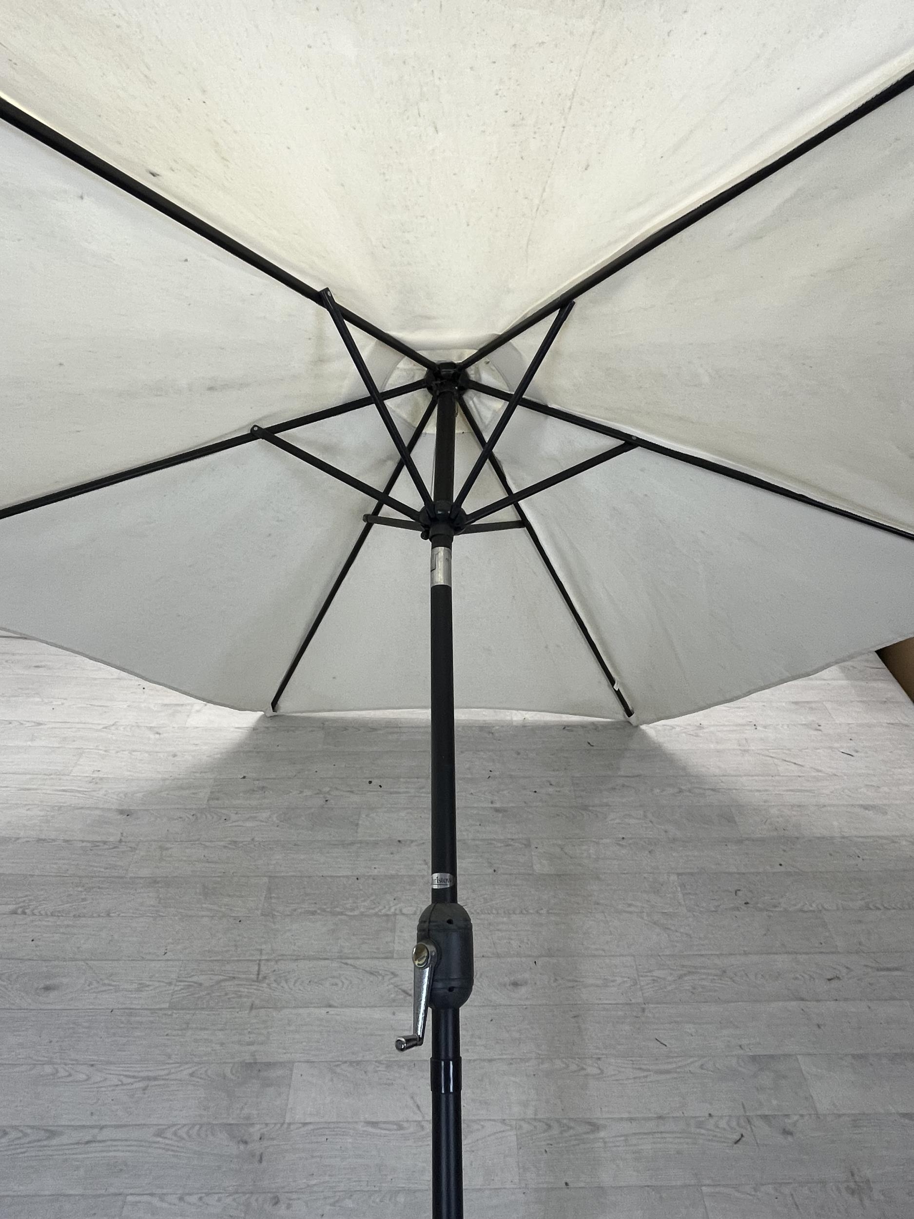 An adjustable wind up parasol, Dia.228cm H.230cm. with concrete base along with another slightly - Image 3 of 7