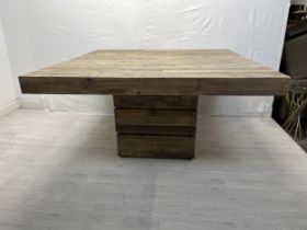 Dining table, contemporary from reclaimed timber. Comes in two parts. H.76 W.148 D.148cm.