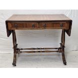 Sofa table, Regency style mahogany and satinwood strung. H.74 W.135 D.89cm.