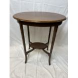 Lamp or occasional table, Edwardian mahogany and satinwood inlaid. H.71 W.62 D.45cm.