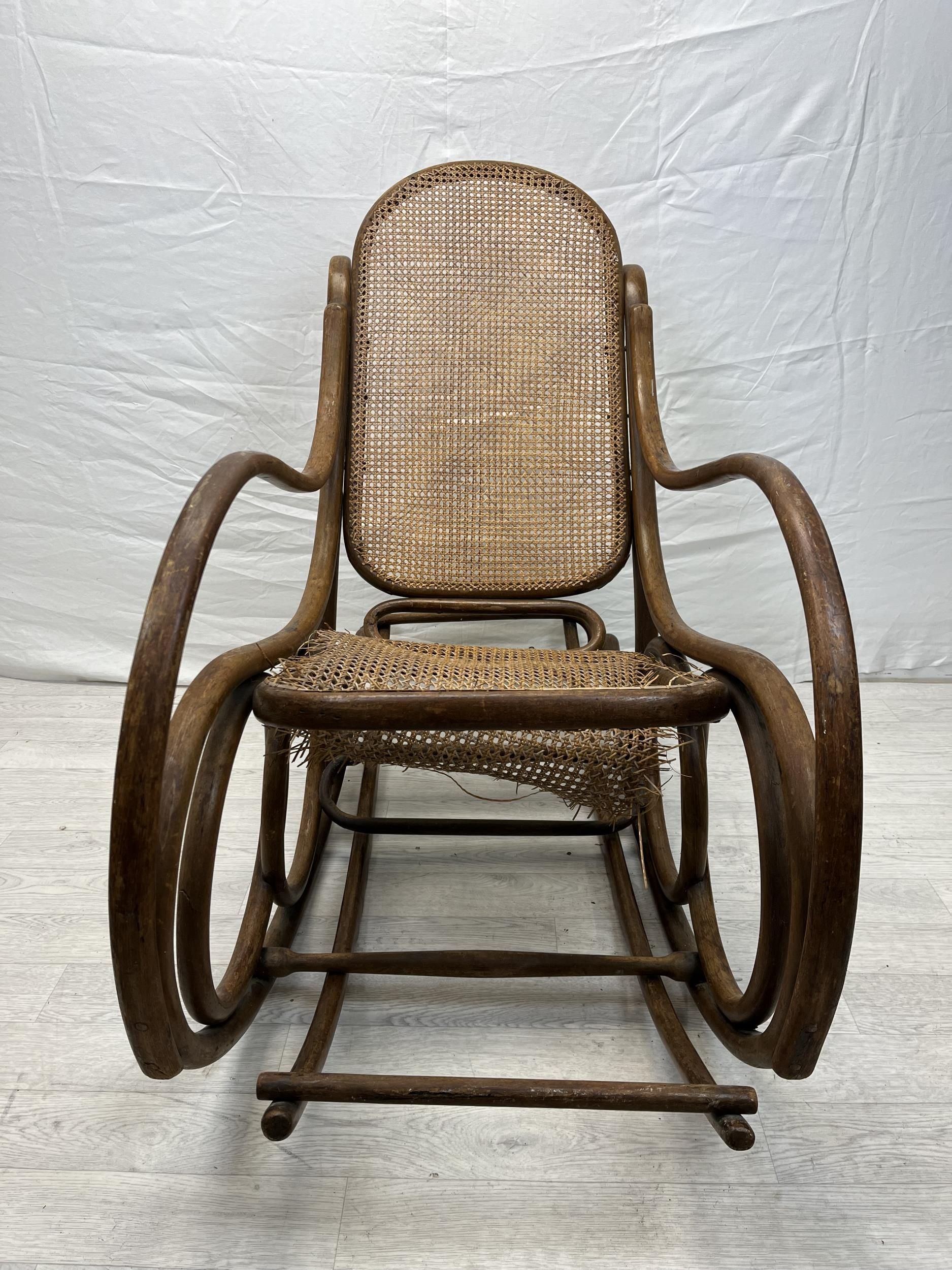 Rocking chair, 19th century Thonet style bentwood with it's separate adjustable runner/footrest. H.