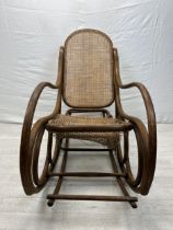 Rocking chair, 19th century Thonet style bentwood with it's separate adjustable runner/footrest. H.
