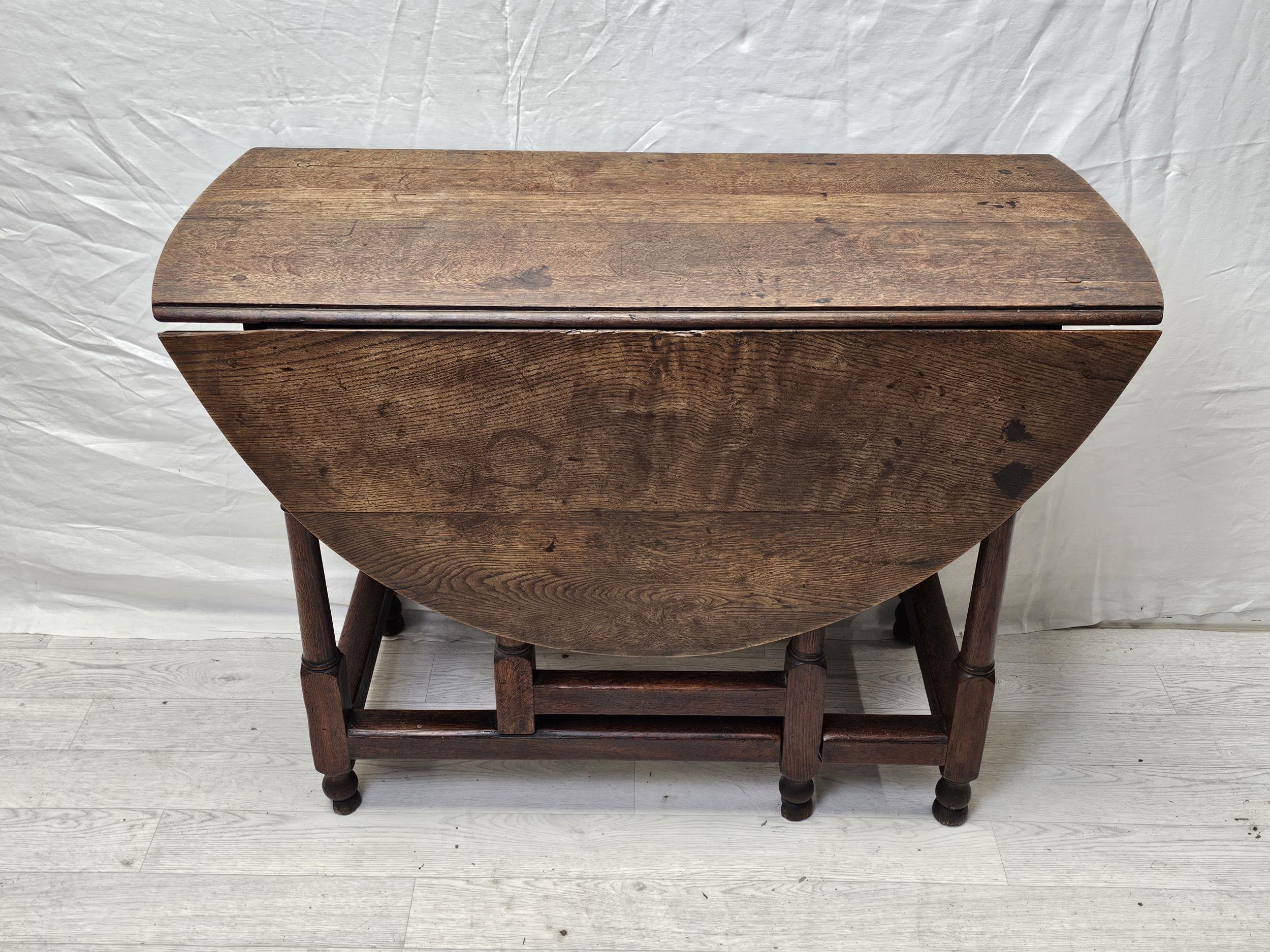 Dining table, 19th century oak with drop flap and gateleg action. H.122 D.90cm. - Image 2 of 10