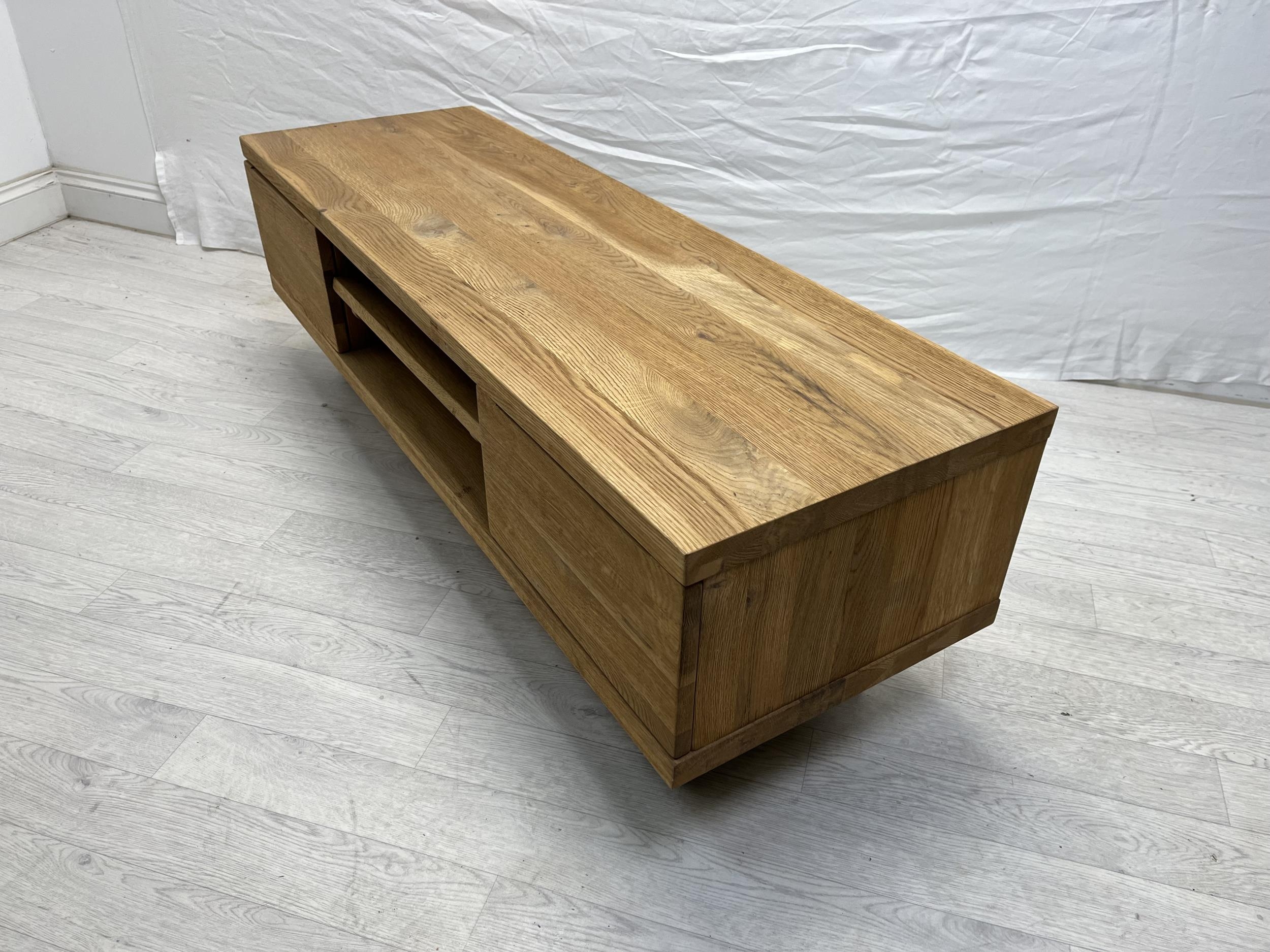 Hi Fi or TV stand, contemporary hardwood on metal supports. H.45 W.138 D..45cm. - Image 3 of 7