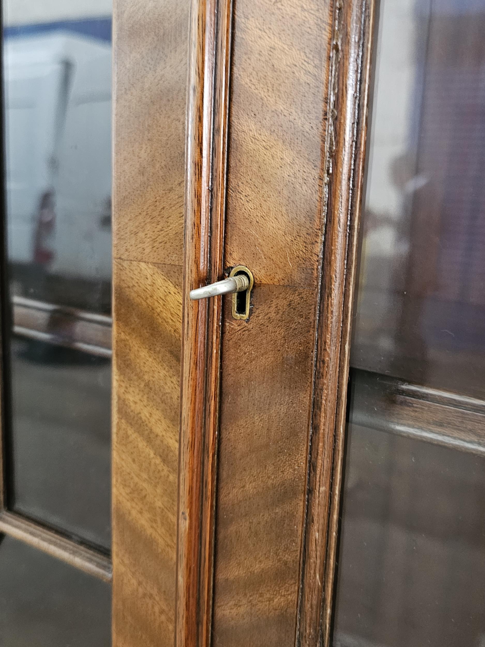 Library bookcase, Georgian style flame mahogany. In two sections. H.205 W.182 D.38cm. - Image 2 of 4