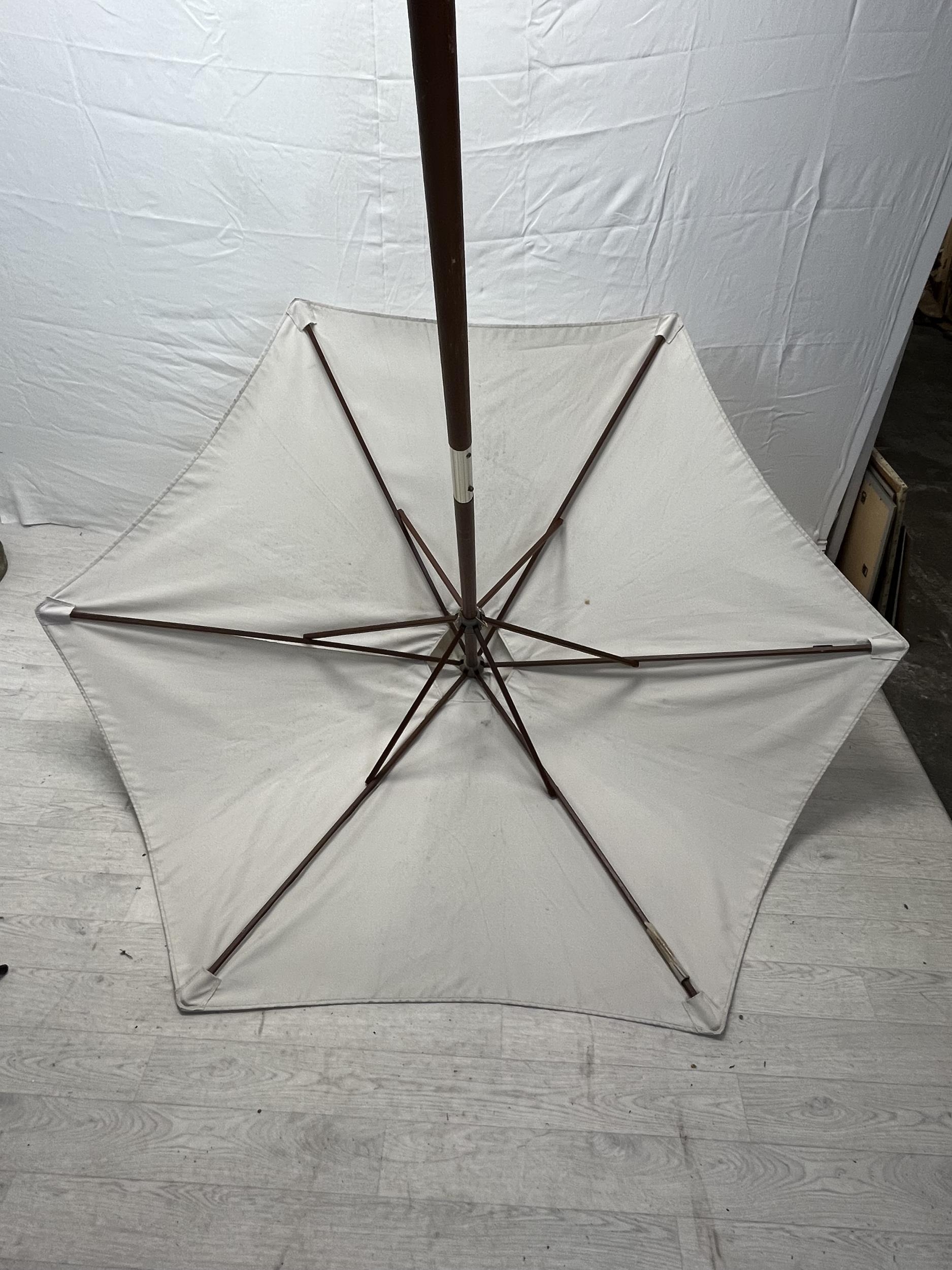 An adjustable wind up parasol, Dia.228cm H.230cm. with concrete base along with another slightly - Image 6 of 7