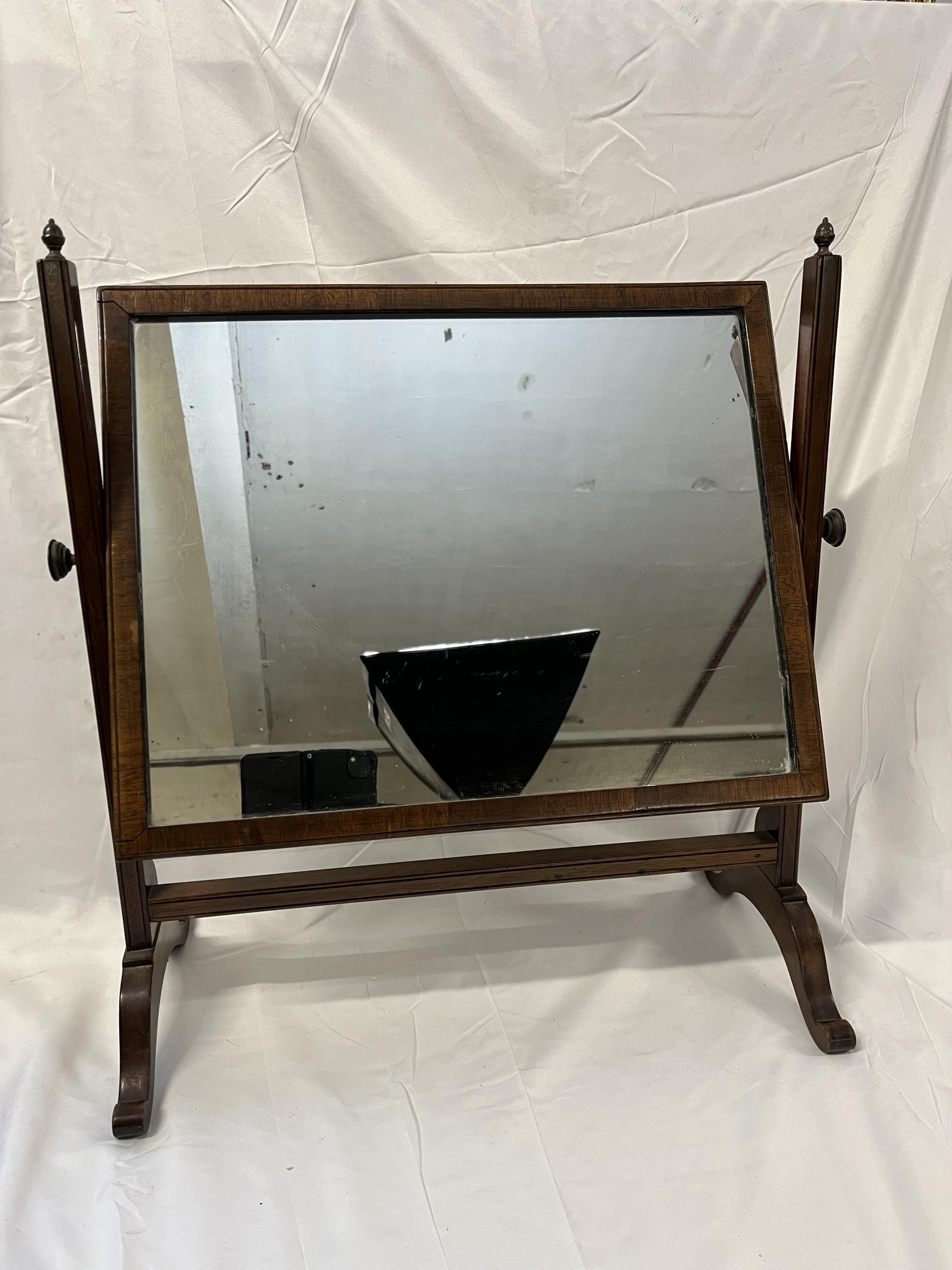 Toilet mirror, 19th century mahogany with swing action. H.53 W.51.5 D.22.5cm.