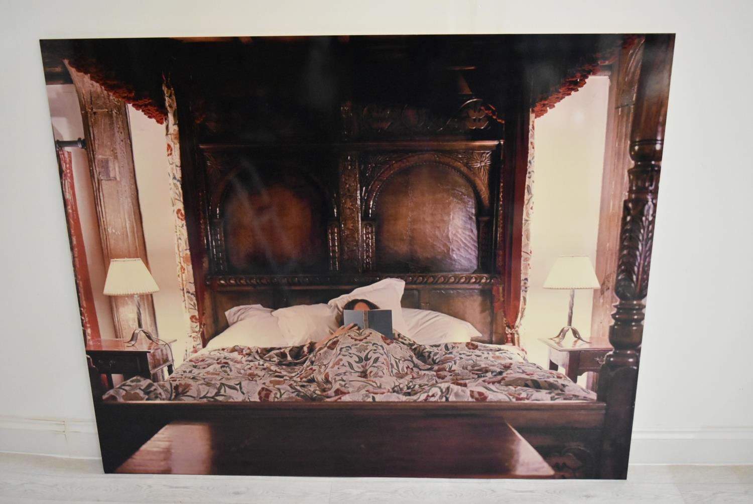 Brian Every (Contemporary) Lady in an oak four poster bed, coloured photograph mounted on acrylic