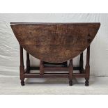 Dining table, 19th century oak with drop flap and gateleg action. H.122 D.90cm.