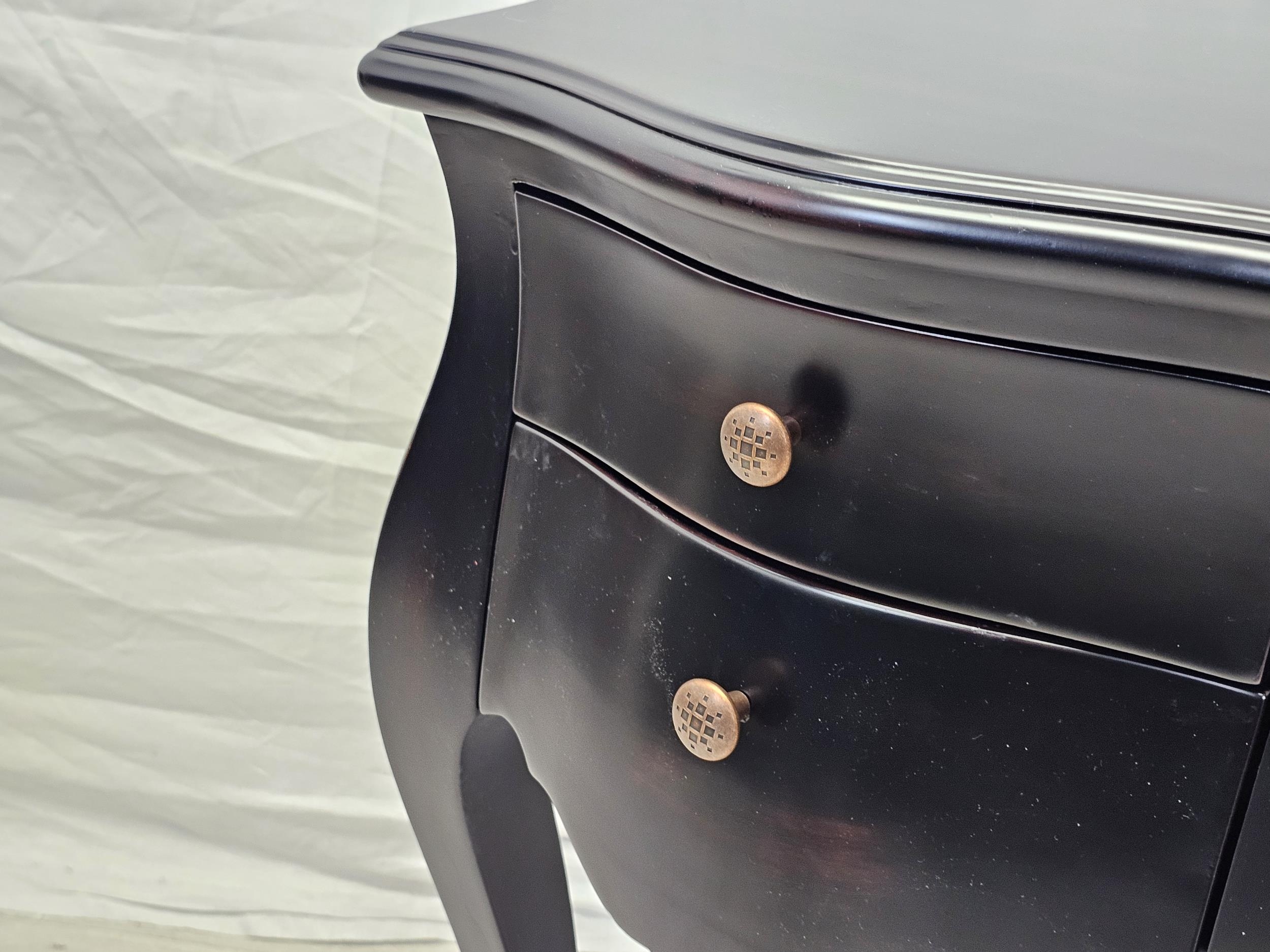 A pair of contemporary ebonised Continental style bedside chests. H.71 W.57 D.49cm. - Image 3 of 6
