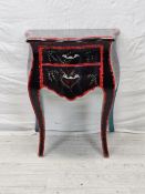 A small contemporary lacquered and painted Continental style commode chest. H.71 W.57 D.49