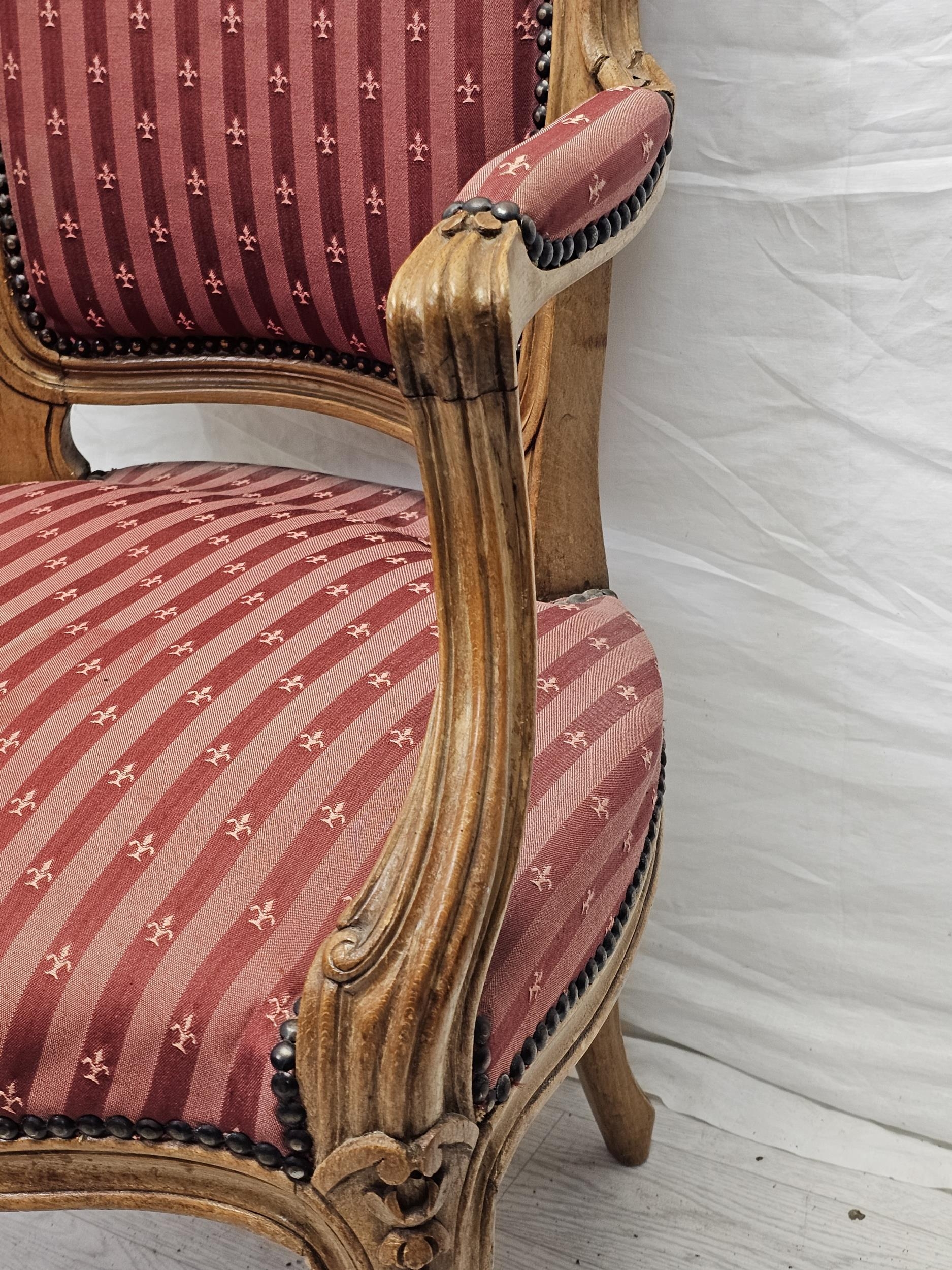 Armchair, French 19th century Provincial style, carved beech. - Image 5 of 7