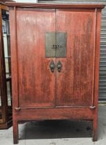 Hall cupboard, C.1900 Chinese, lacquered with fitted interior. H.176 W.113 D.64cm.