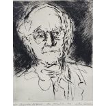 Artist's proof etching of V S Pritchett signed by the artist, framed and glazed. H.52 W.41cm.