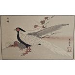 Kitao Masayoshi (1764-1824), woodblock print, silver pheasants. H.46 W.33cm.