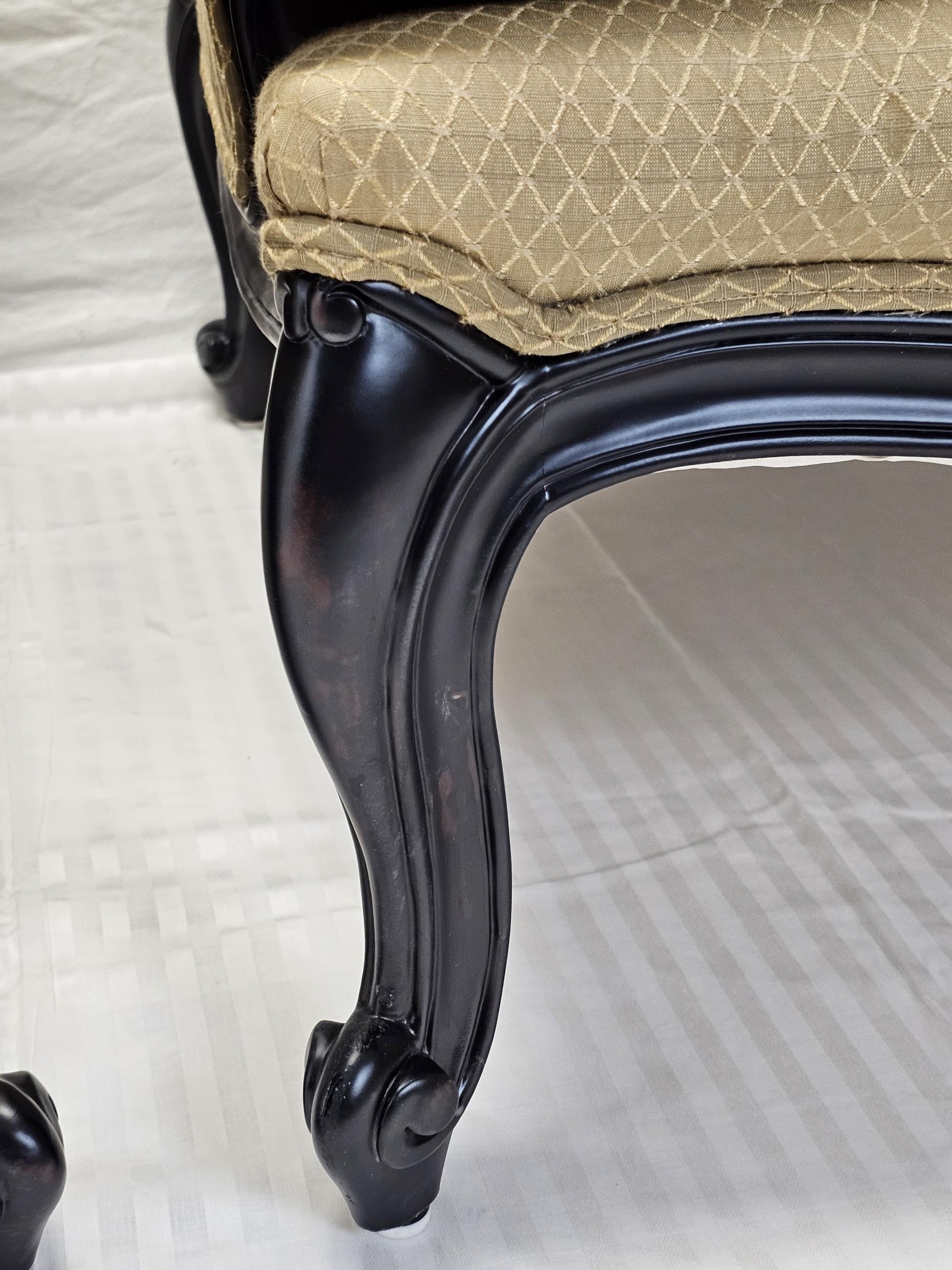 A pair of contemporary (as new) Louis XV style ebonised armchairs. - Image 4 of 6