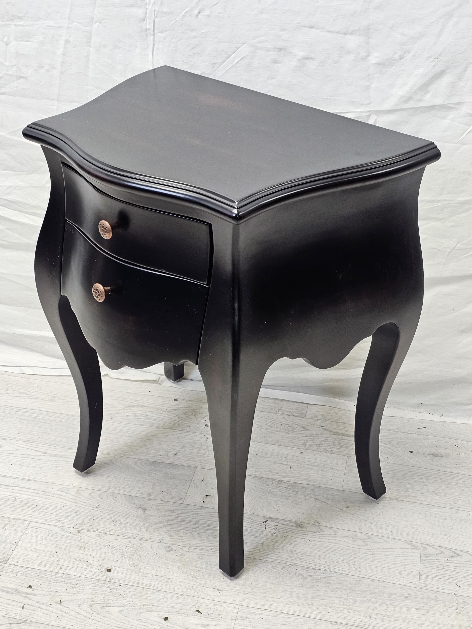 A pair of contemporary ebonised Continental style bedside chests. H.71 W.57 D.49cm. - Image 2 of 6