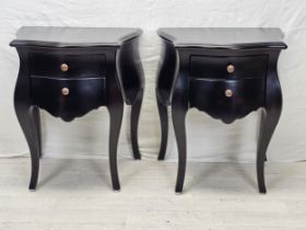 A pair of contemporary ebonised Continental style bedside chests. H.71 W.57 D.49cm.