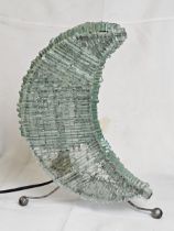 Table lamp, contemporary crescent shaped from glass fragments. H.40cm.