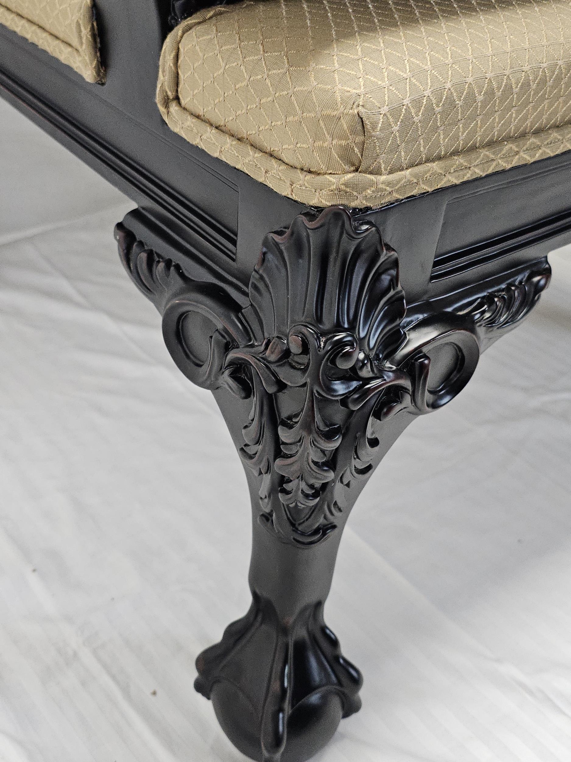 A pair of contemporary (new and unused) early Georgian armchairs with carved ebonised frames. - Image 6 of 7