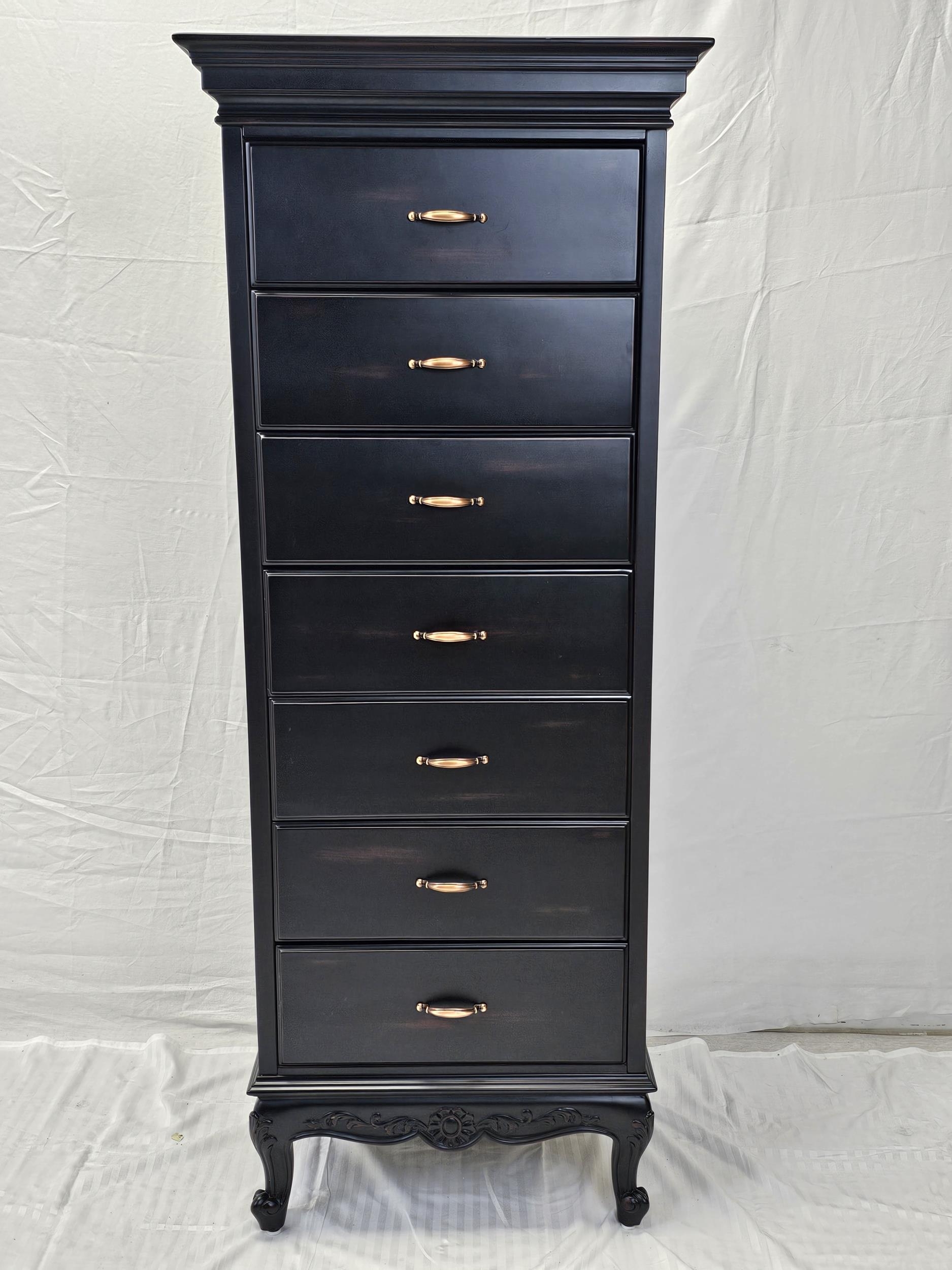 A contemporary 19th century style tall chest. H.151 W.60 D.58cm.