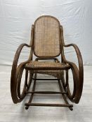 Rocking chair, 19th century Thonet style bentwood with it's separate adjustable runner/footrest. H.