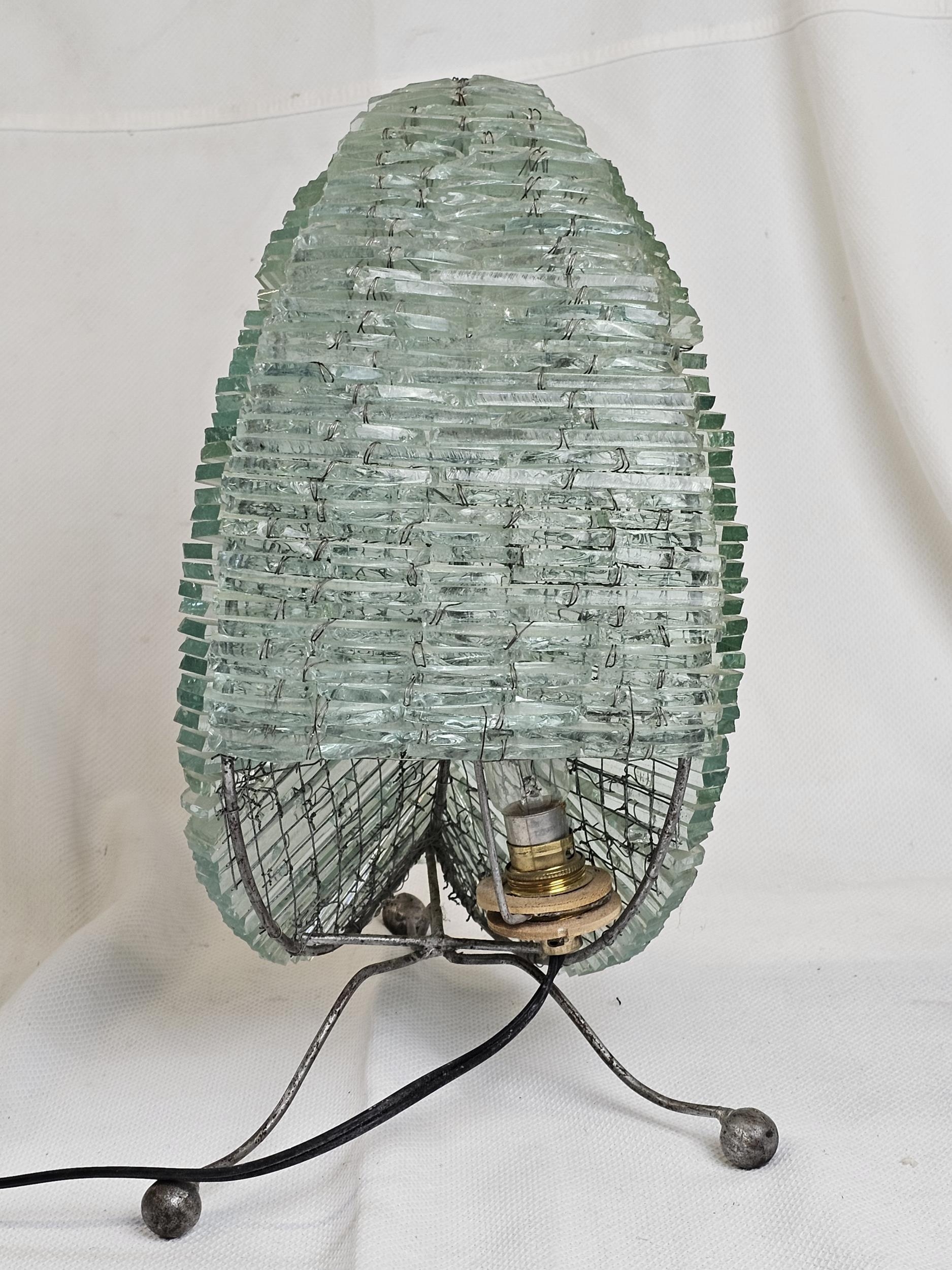 Table lamp, contemporary crescent shaped from glass fragments. H.40cm. - Image 5 of 6