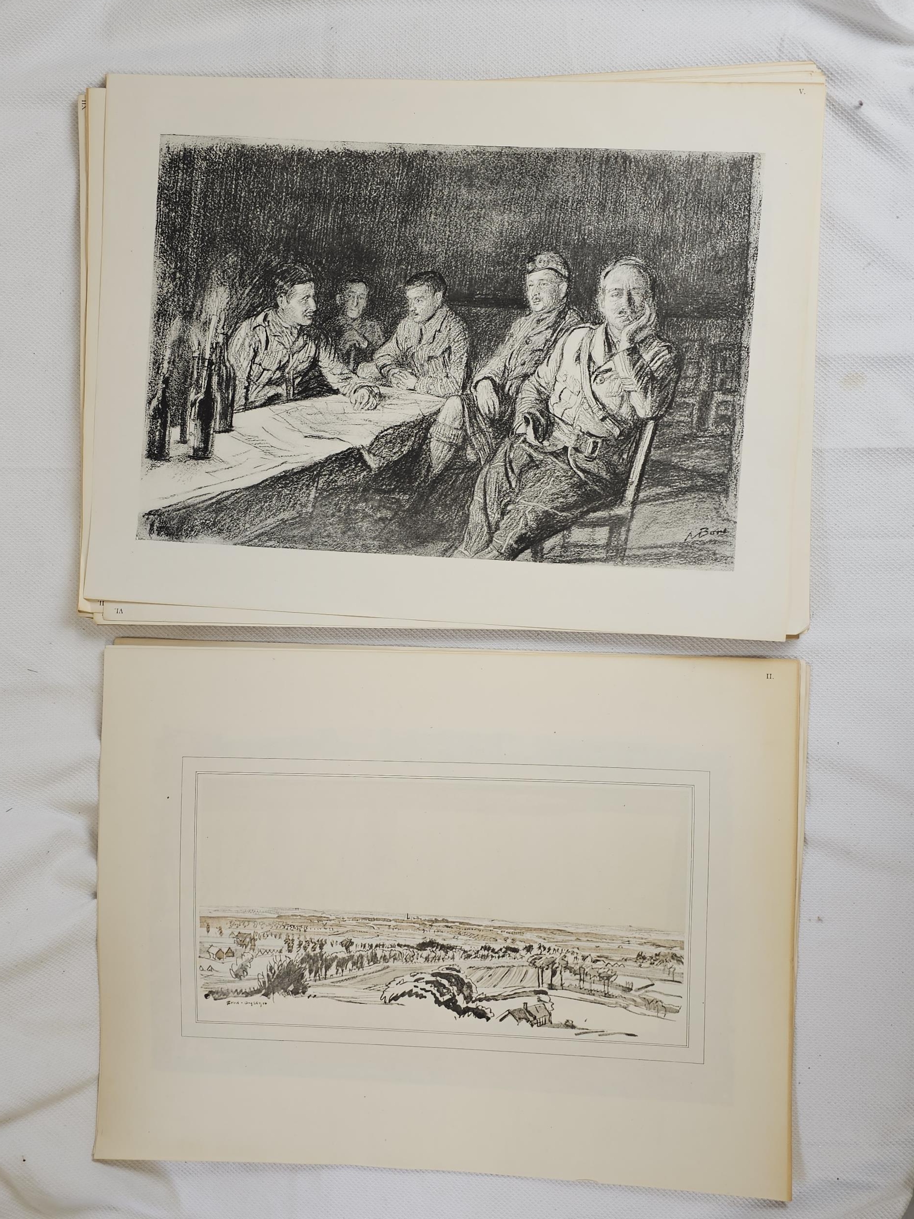A collection of 35 Muirhead Bone prints, war drawings. H.53 W.39cm. - Bild 3 aus 7