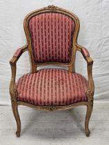 Armchair, French 19th century Provincial style, carved beech.