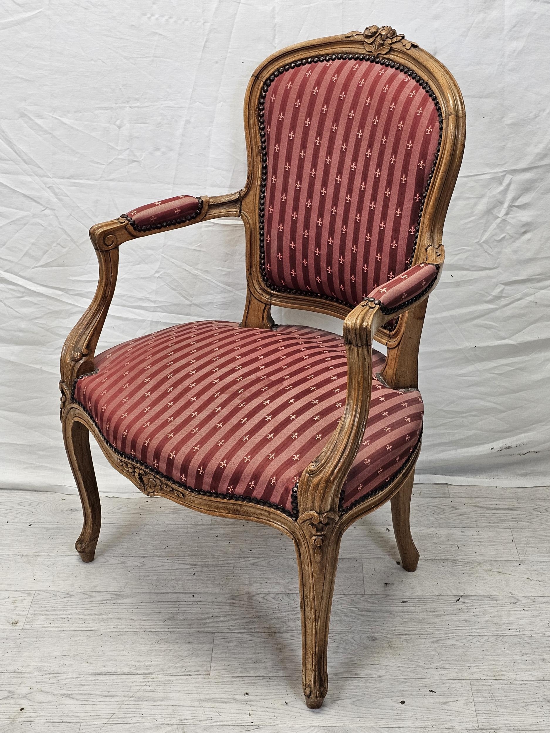 Armchair, French 19th century Provincial style, carved beech. - Image 2 of 7
